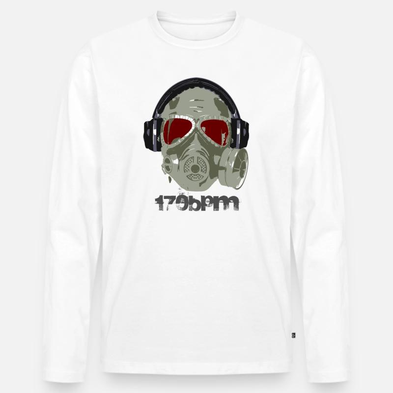 Hard Techno - 170bpm Kopfhörer Raver - Männer Premium Bio Langarmshirt - Weiß