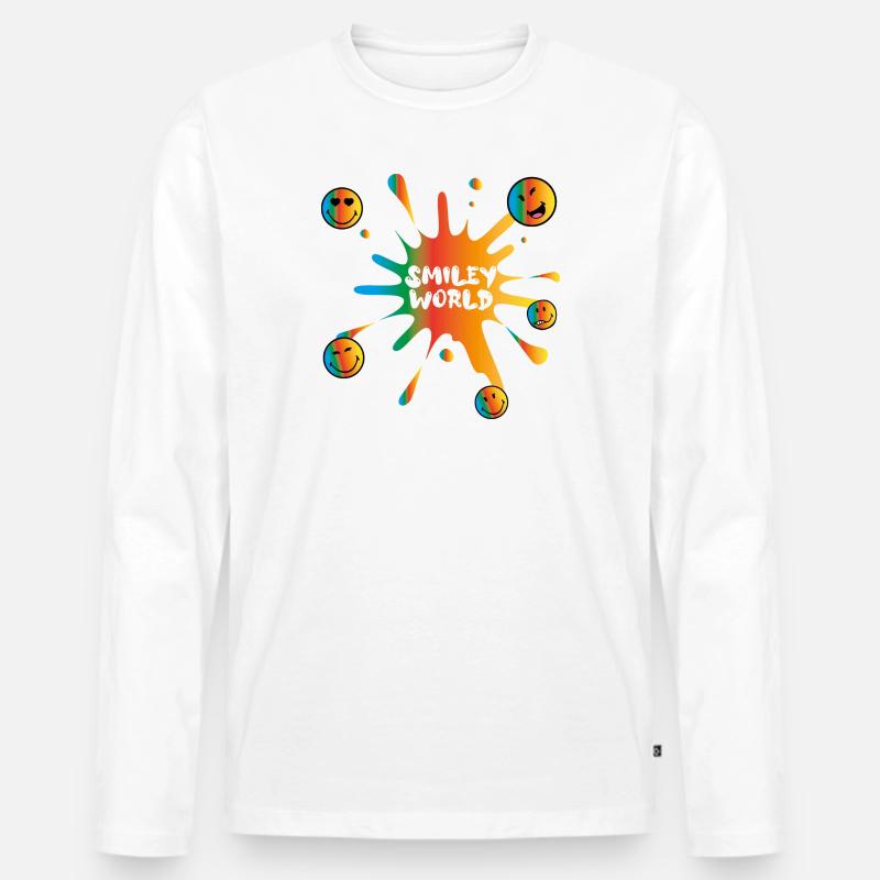 smile ,smiley,comic,pink,swfa21,farbklecks - Männer Premium Bio Langarmshirt - Weiß