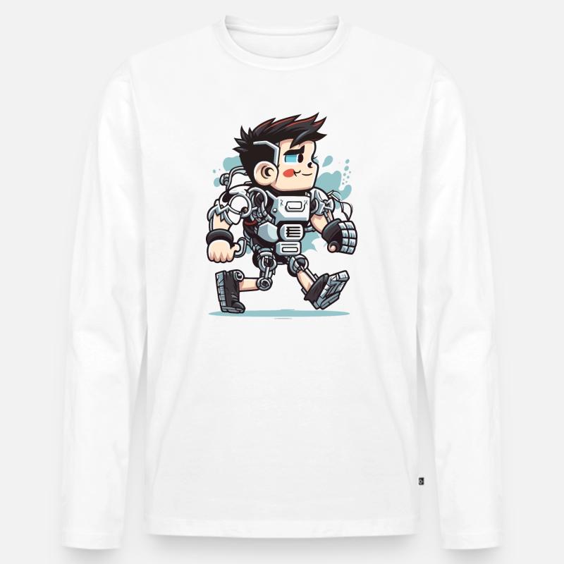 Exoskelett - Männer Premium Bio Langarmshirt - Weiß