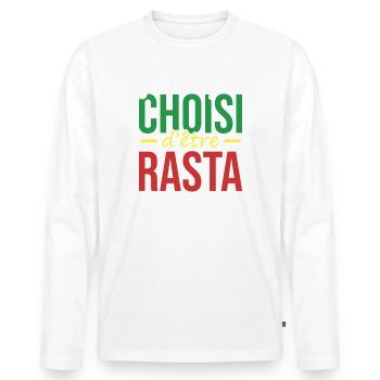 Cadeau pour rasta | rasta chanceux | cadeau drôle - T-shirt manches longues Premium bio Homme - blanc - Devant - Nico (187cm)