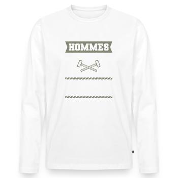 tailleur de pierre les meilleurs marteau - T-shirt manches longues Premium bio Homme - blanc - Devant - Nico (187cm)