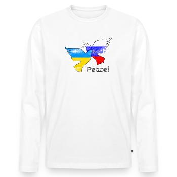 Peace - Ukraine Russia Peace Doves of Peace - Men's Premium Organic Long Sleeve Shirt - white - Front - Nico (187cm)