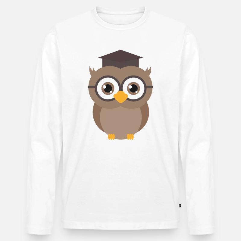 Abschluss Eule - Männer Premium Bio Langarmshirt - Weiß