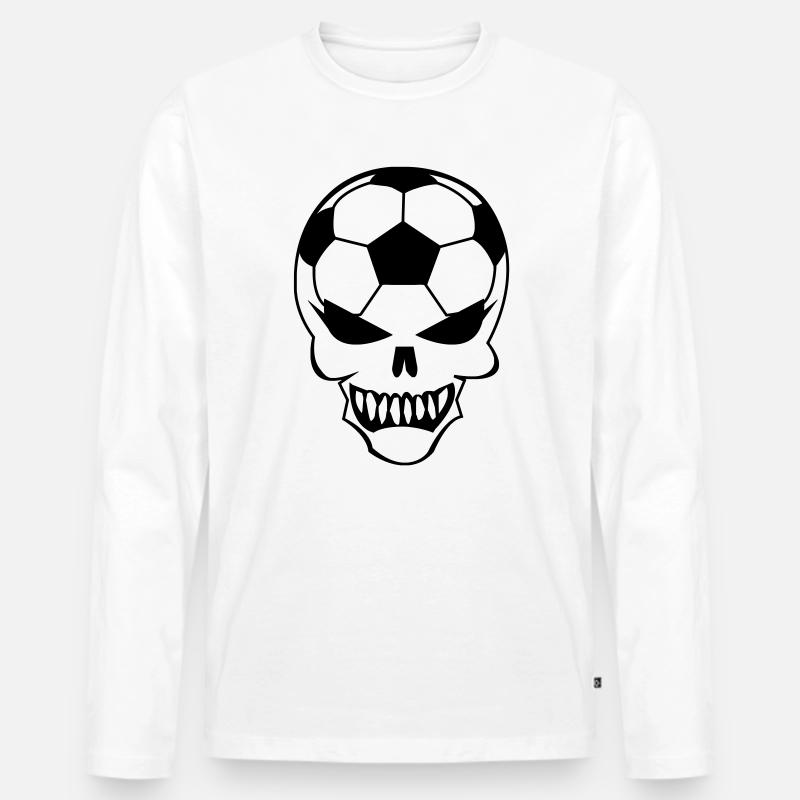 Fußball-Totenkopf - Männer Premium Bio Langarmshirt - Weiß
