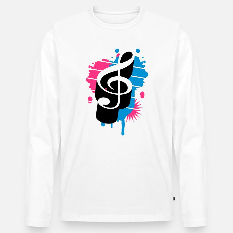Notenschlüssel als Graffiti - Männer Premium Bio Langarmshirt - Weiß