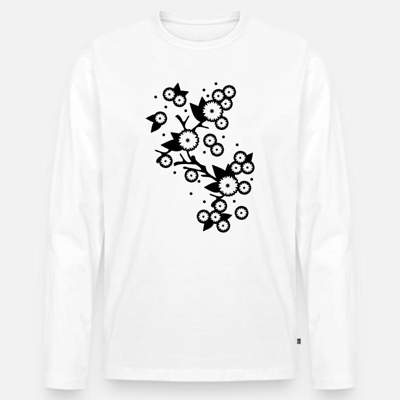 stilisierter Blüten Ast - Männer Premium Bio Langarmshirt - Weiß