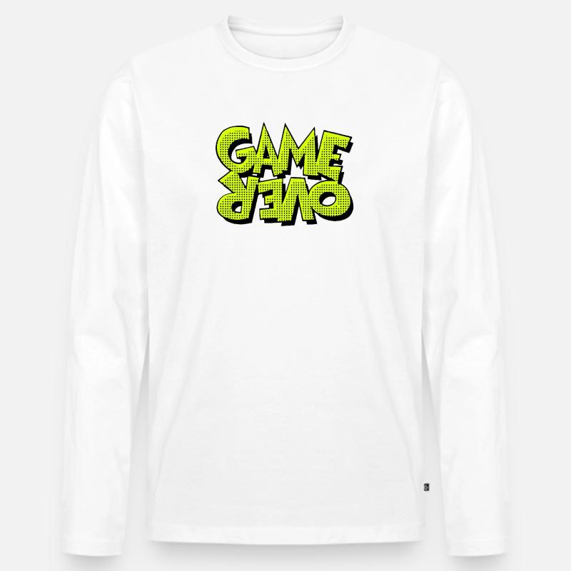 Game Over Retro-Pixel-Design - Männer Premium Bio Langarmshirt - Weiß