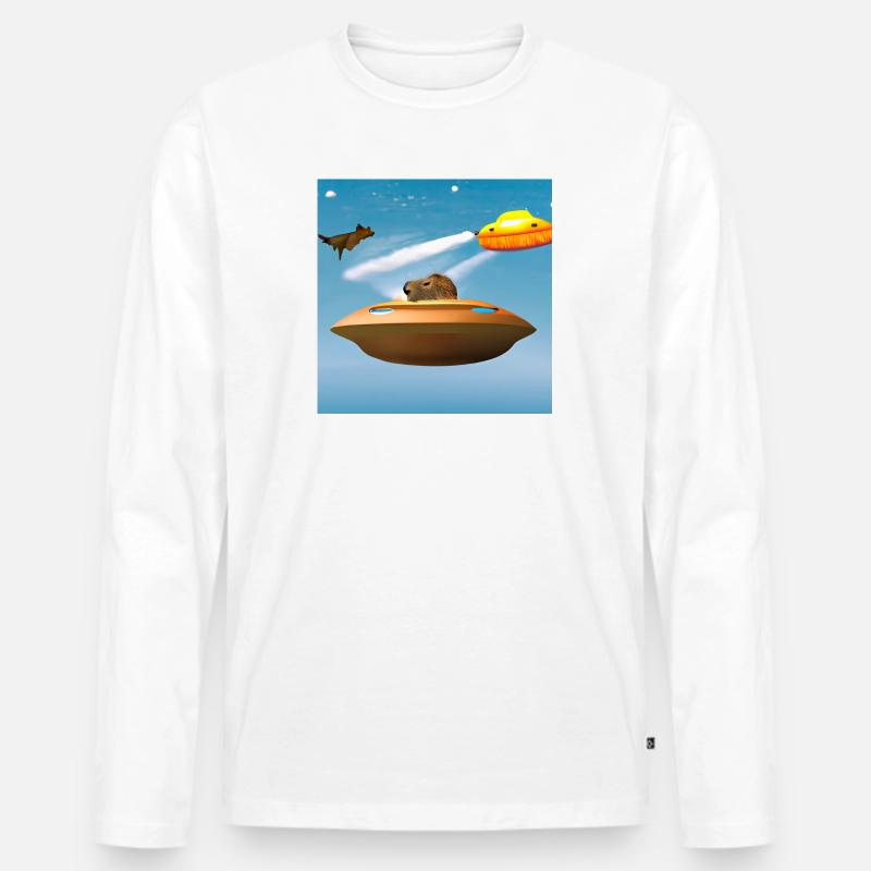 UFO-Kappen - Männer Premium Bio Langarmshirt - Weiß
