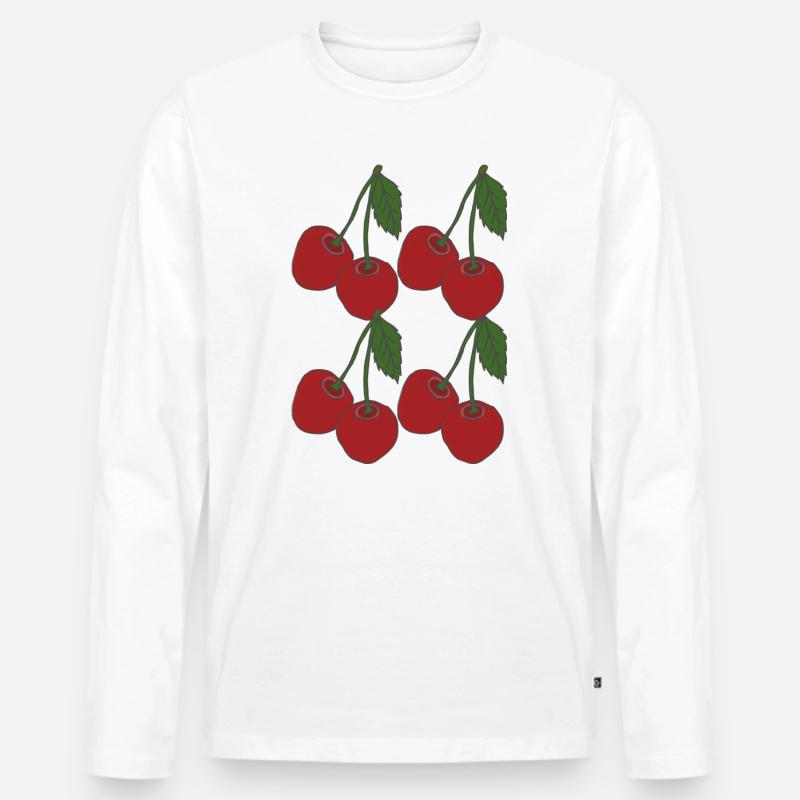 kirschen 4fach - Männer Premium Bio Langarmshirt - Weiß