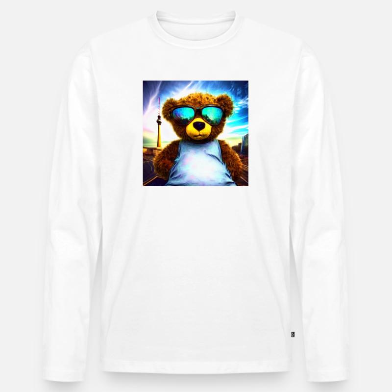 Teddy in Berlin I - Männer Premium Bio Langarmshirt - Weiß