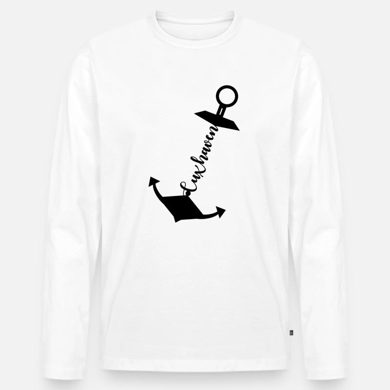 Cuxhaven Anker - Männer Premium Bio Langarmshirt - Weiß