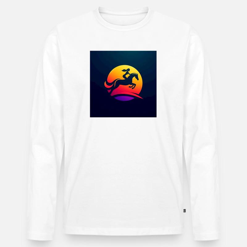 Reiterin auf Pferd 1 - Männer Premium Bio Langarmshirt - Weiß
