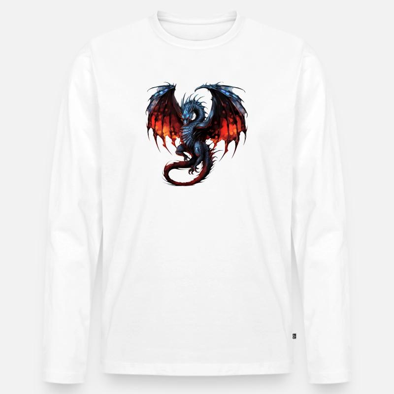 Flying Dragon - Männer Premium Bio Langarmshirt - Weiß