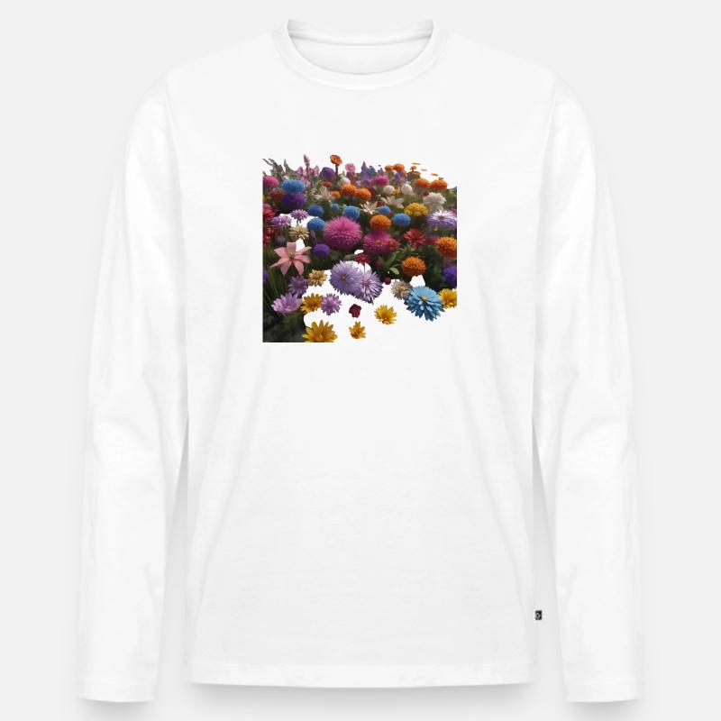 Bunte Blumen - Männer Premium Bio Langarmshirt - Weiß