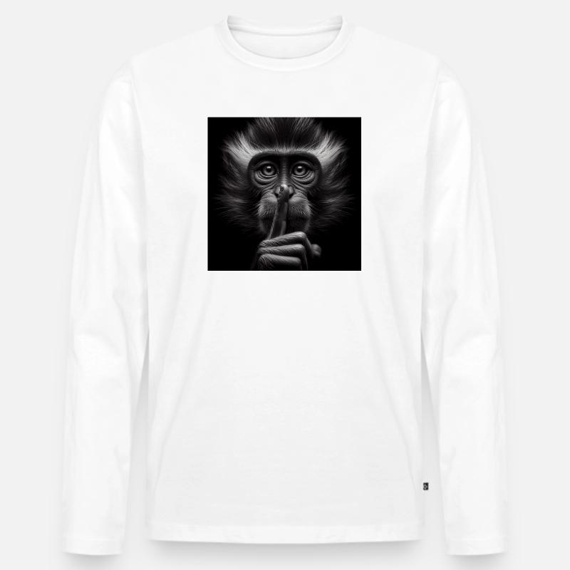 Ein schweigender Affe - Männer Premium Bio Langarmshirt - Weiß