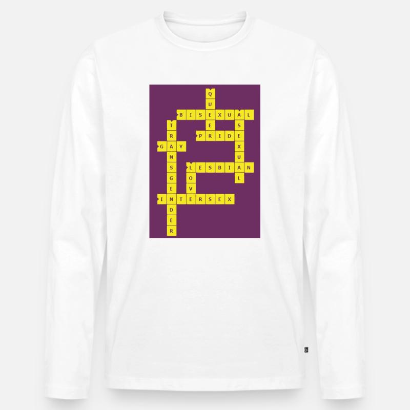 Kreuzworträtsel Divers - Männer Premium Bio Langarmshirt - Weiß