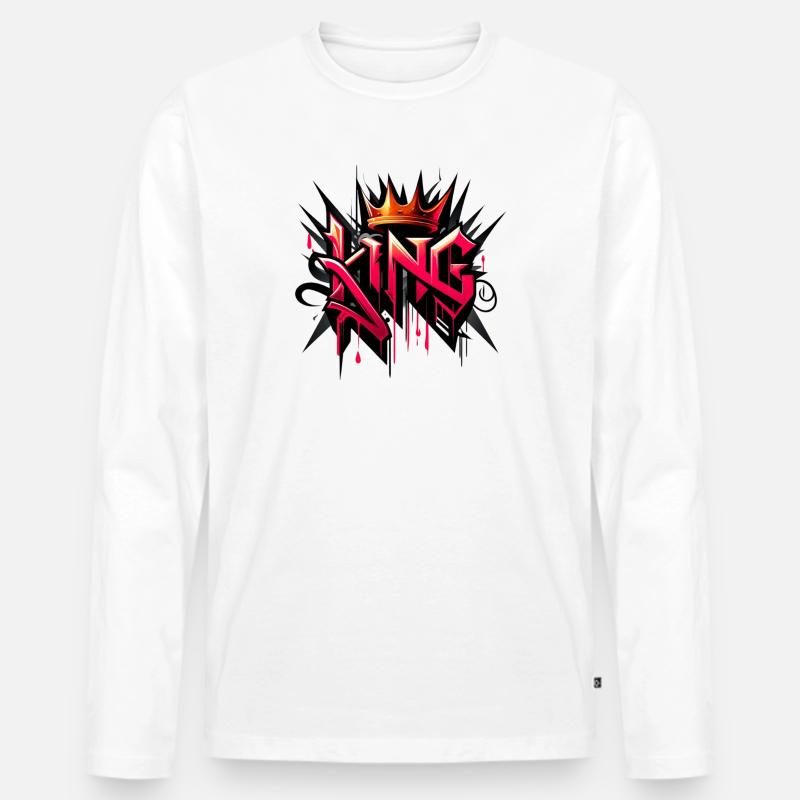 König Graffiti-Krone - Männer Premium Bio Langarmshirt - Weiß