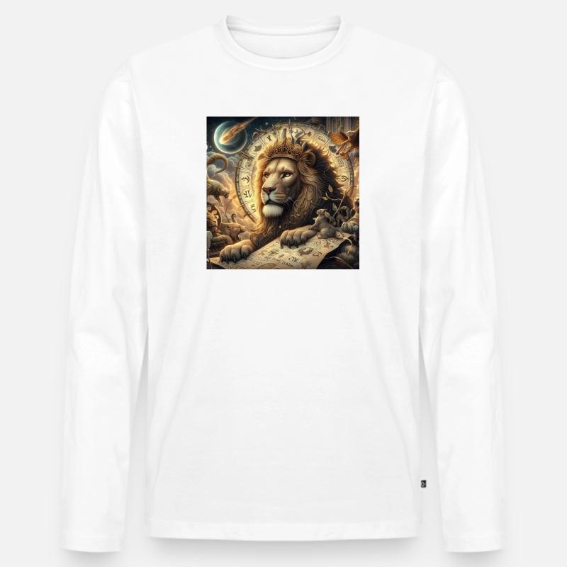 LÖWE \ Sternzeichen - Männer Premium Bio Langarmshirt - Weiß