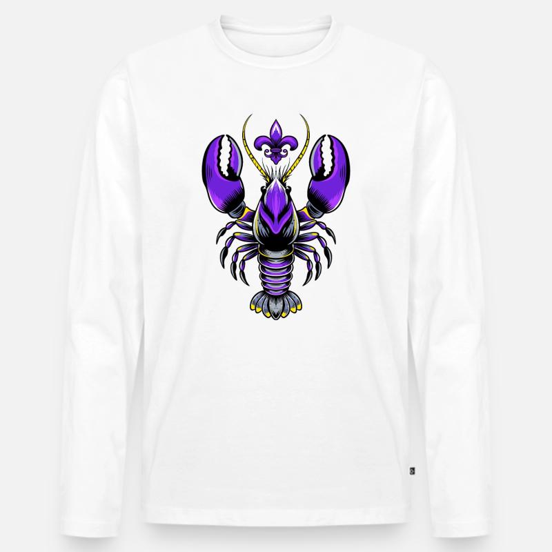 Mardi Gras Languste mit Fleur-de-Lis Design - Männer Premium Bio Langarmshirt - Weiß