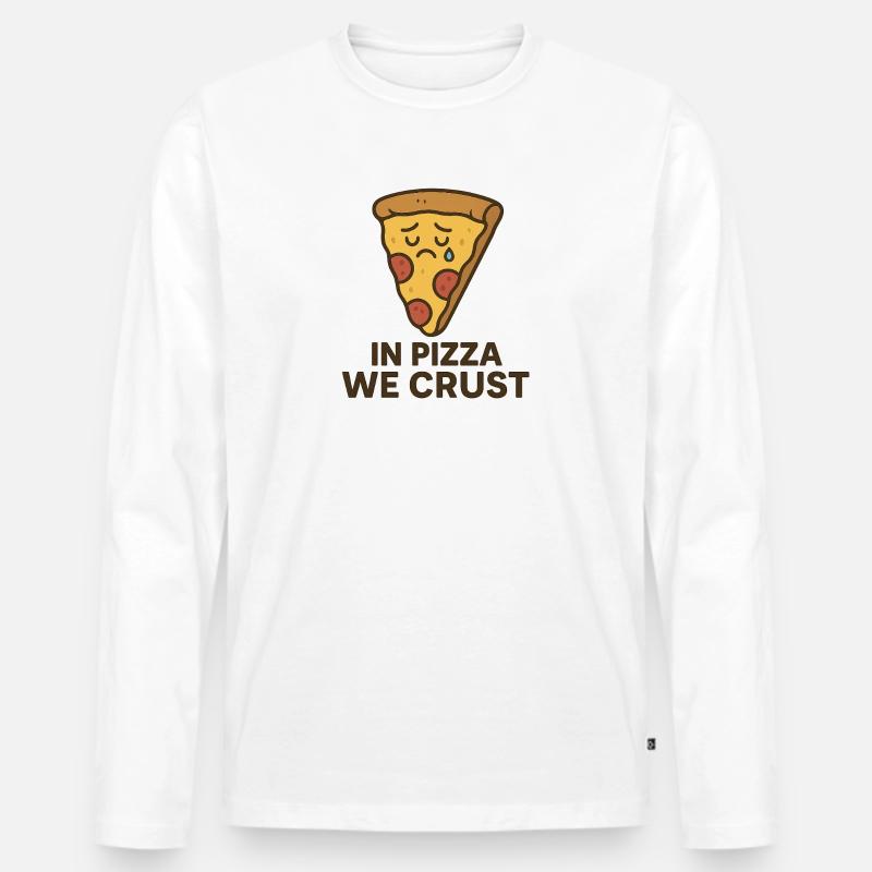 In Pizza We Crust - Männer Premium Bio Langarmshirt - Weiß