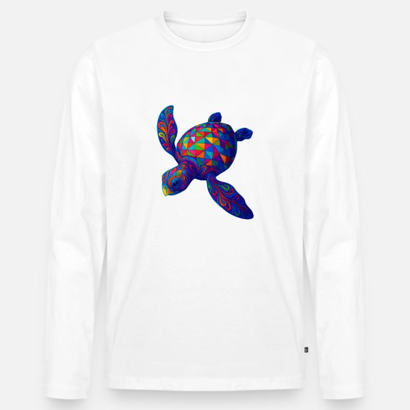 Lebendige geometrische Schildkrötenkunst - Männer Premium Bio Langarmshirt - Weiß