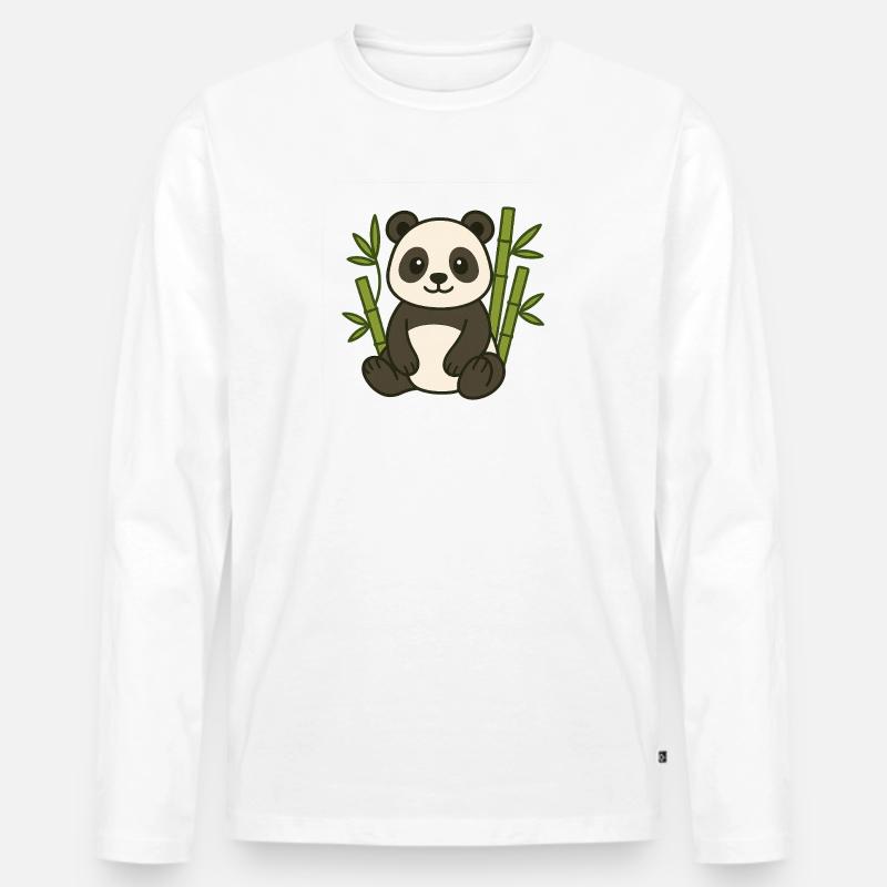 Panda im Bambuswald - Männer Premium Bio Langarmshirt - Weiß