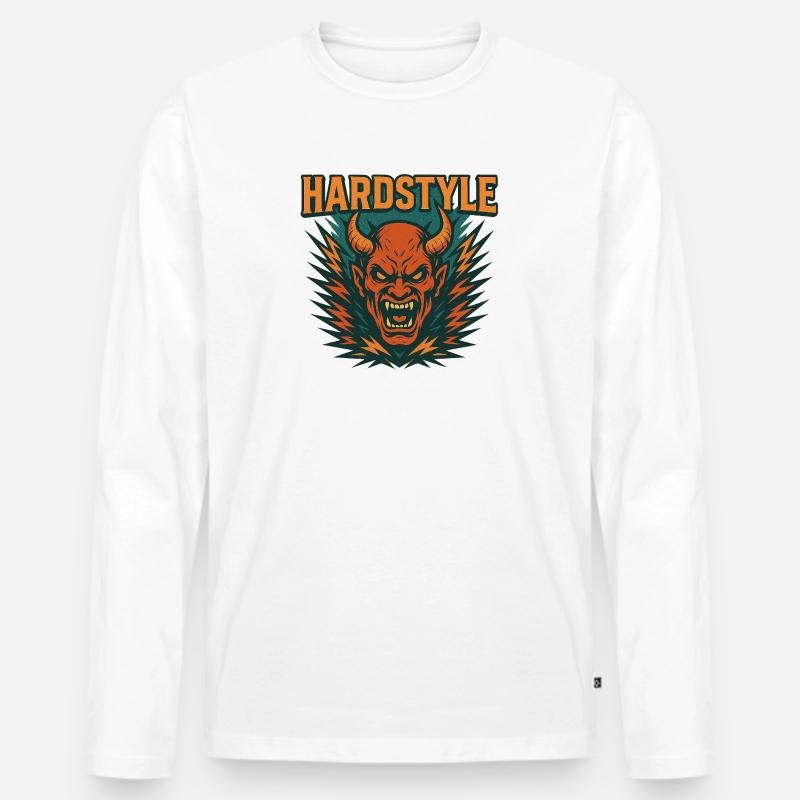 Hardstyle Dämonen Motiv - Männer Premium Bio Langarmshirt - Weiß