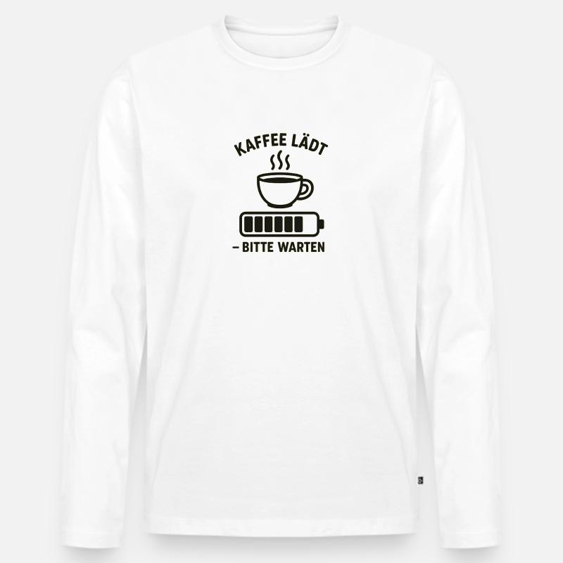 Kaffee lädt – bitte warten - Männer Premium Bio Langarmshirt - Weiß