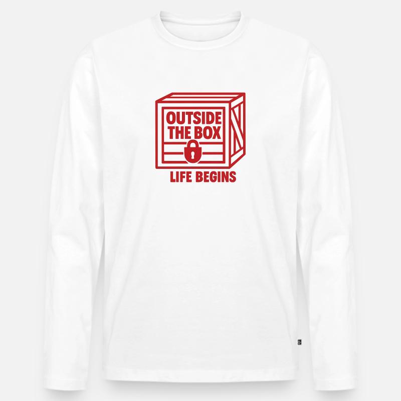 Über den Tellerrand hinaus - das Leben beginnt - Männer Premium Bio Langarmshirt - Weiß
