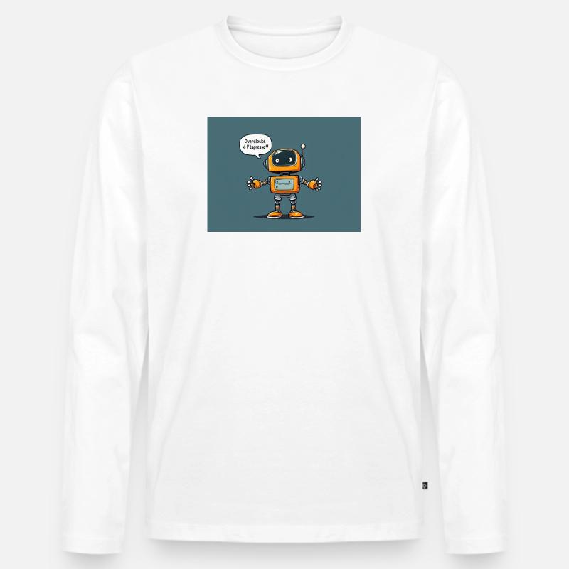Niedlicher Roboter mit Retro-Charme - Männer Premium Bio Langarmshirt - Weiß