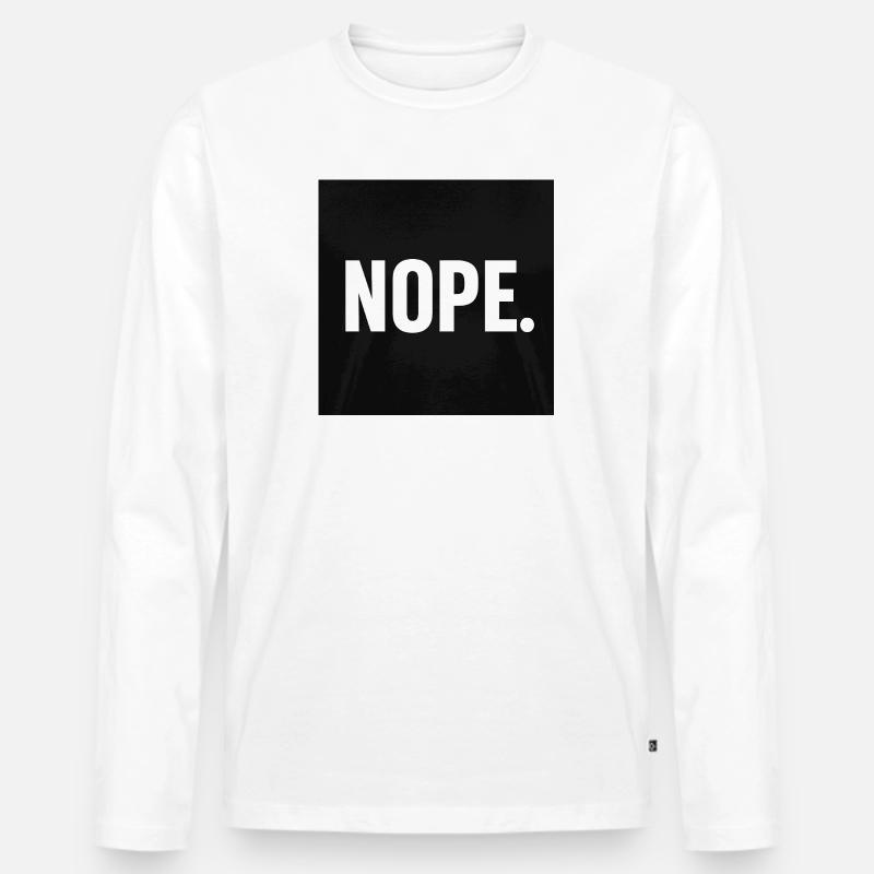 Minimalist NOPE Statement Design - Männer Premium Bio Langarmshirt - Weiß