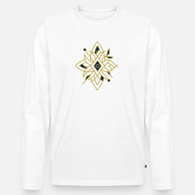 Avi Collection – Elite Geometry Emblem - Männer Premium Bio Langarmshirt - Weiß