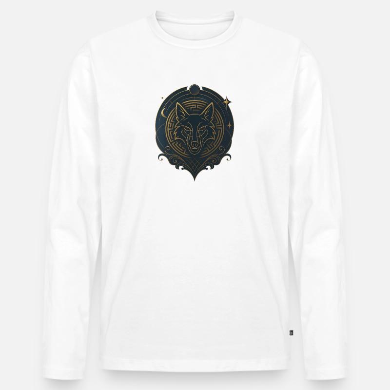 Avi Collection - Royal Wolf Emblem - Männer Premium Bio Langarmshirt - Weiß