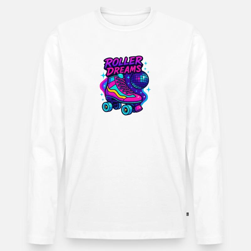 Neon Rollschuhe Disco Design - Männer Premium Bio Langarmshirt - Weiß