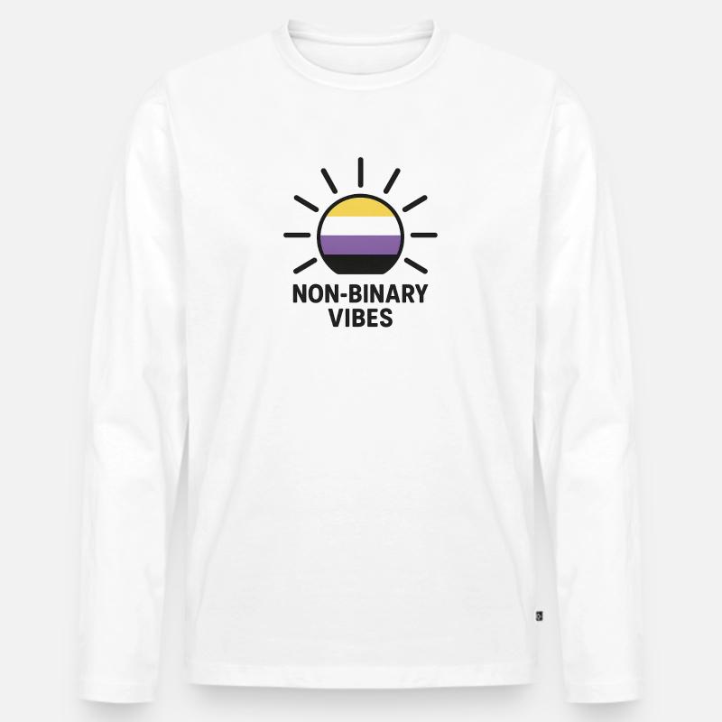 Non-Binary Vibes Sonnenlogo - Männer Premium Bio Langarmshirt - Weiß