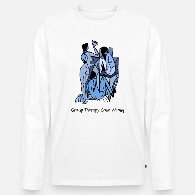 Group Therapy Gone Wrong - Männer Premium Bio Langarmshirt - Weiß