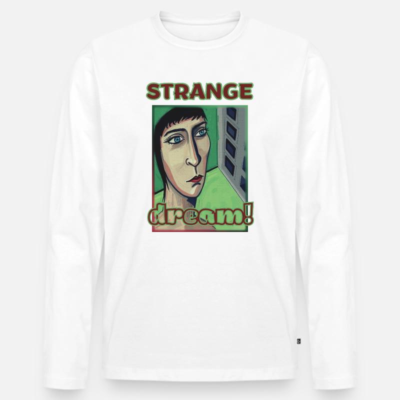 Psychedelisches Porträt mit inspirierendem Text - Männer Premium Bio Langarmshirt - Weiß