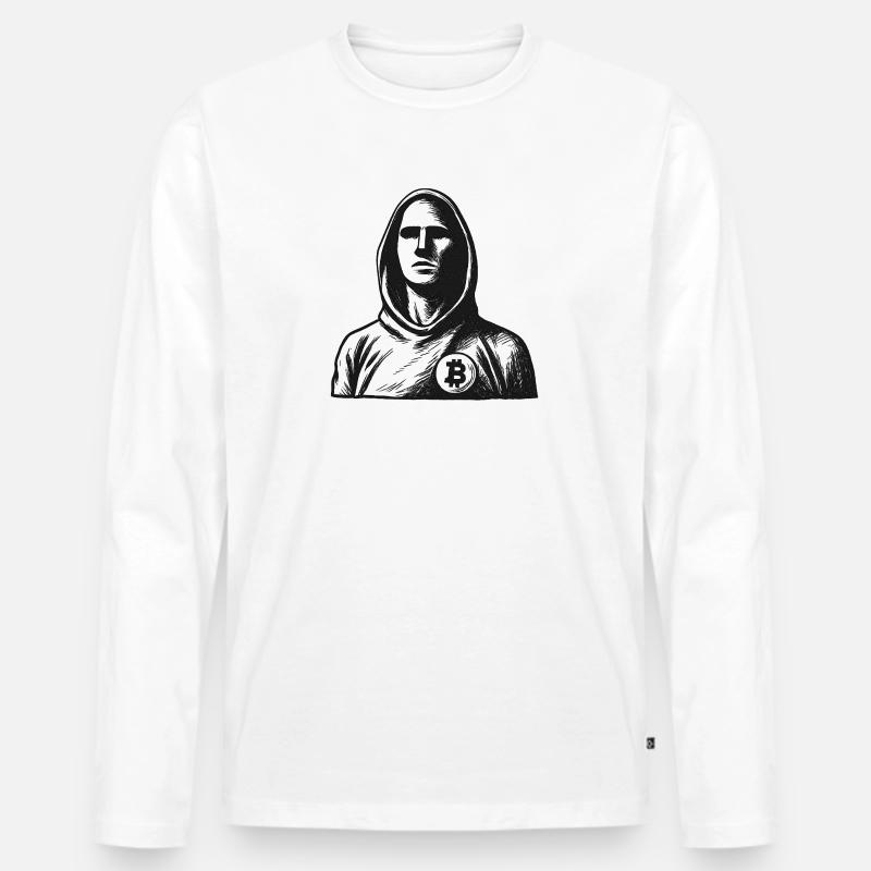 Anonymer Hacker mit Bitcoin-Logo - Männer Premium Bio Langarmshirt - Weiß