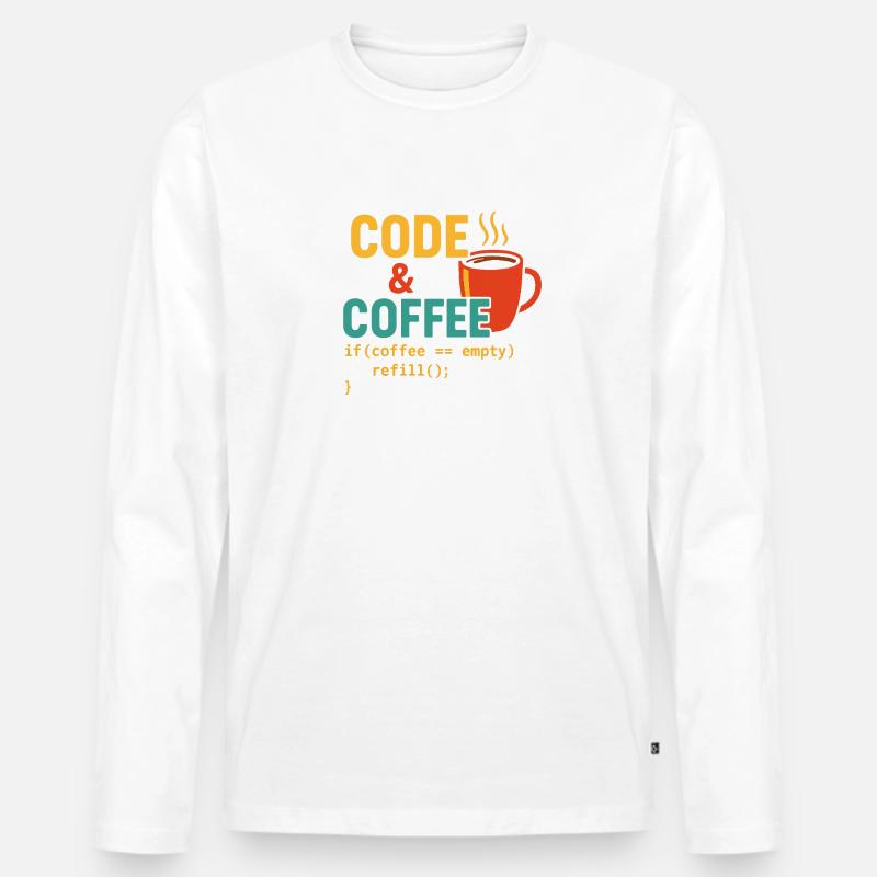 Code and coffee - Männer Premium Bio Langarmshirt - Weiß