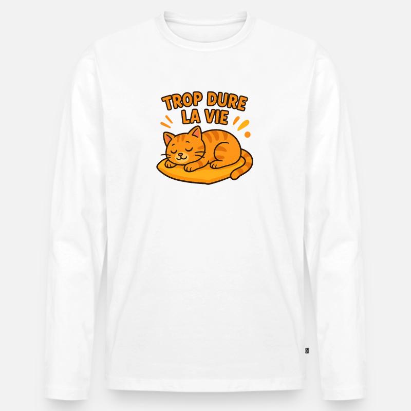 Zu hartes Leben Katze schläft - Männer Premium Bio Langarmshirt - Weiß