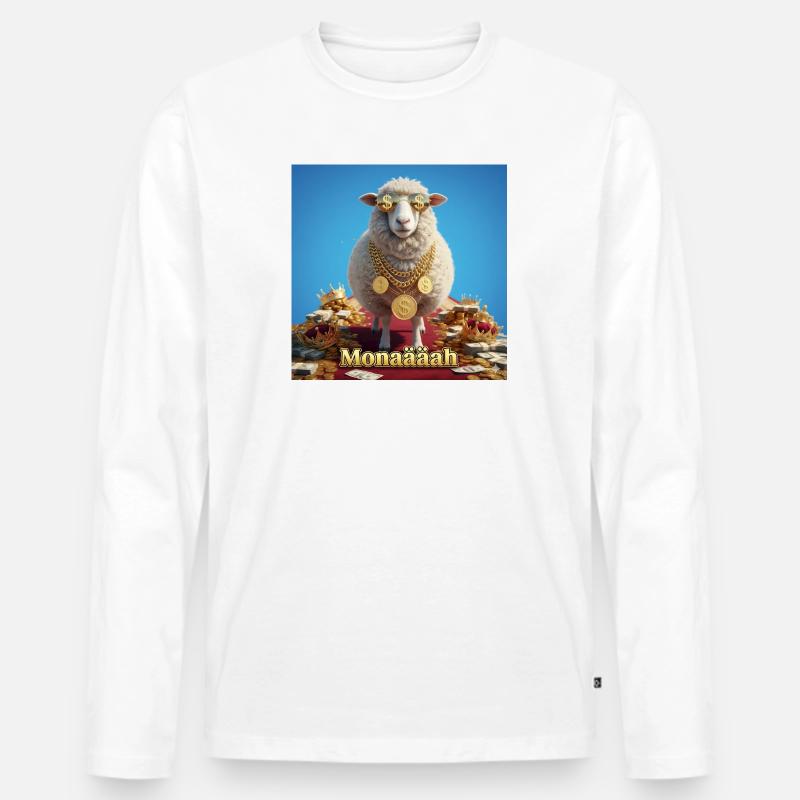 Bling Schaf mit Münzketten - Männer Premium Bio Langarmshirt - Weiß