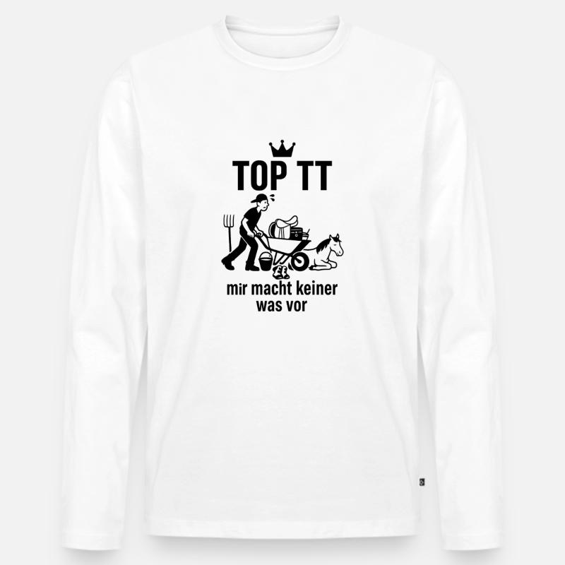 Tunierhelfer, Pferdehelfer - Männer Premium Bio Langarmshirt - Weiß