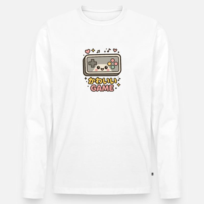 Kawaii Spielcontroller Illustration - Männer Premium Bio Langarmshirt - Weiß