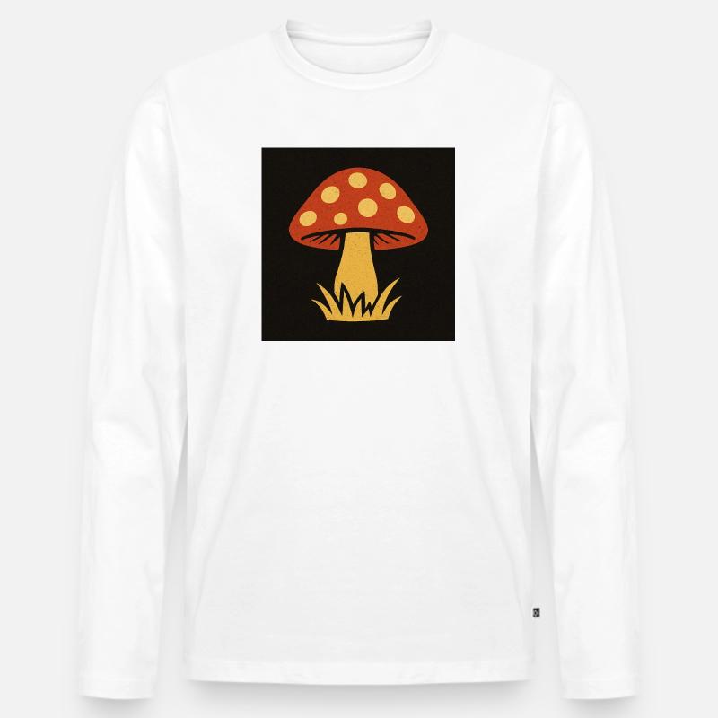 Red Hat Pilz im Retro-Stil - Männer Premium Bio Langarmshirt - Weiß