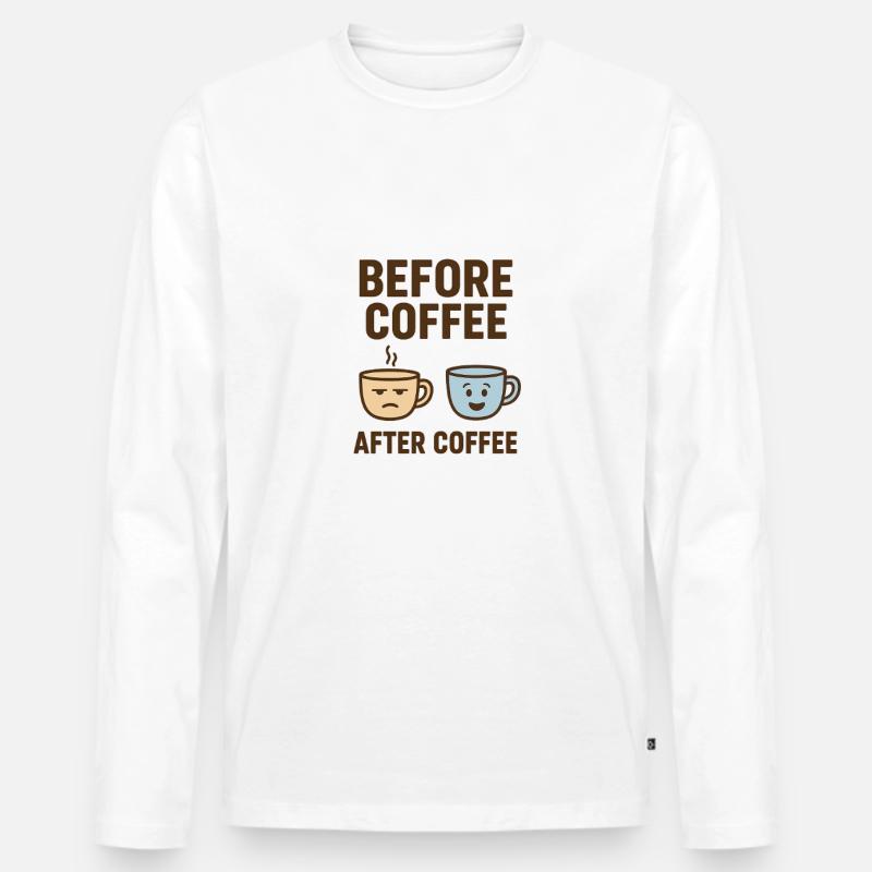 before coffee after coffee - Männer Premium Bio Langarmshirt - Weiß