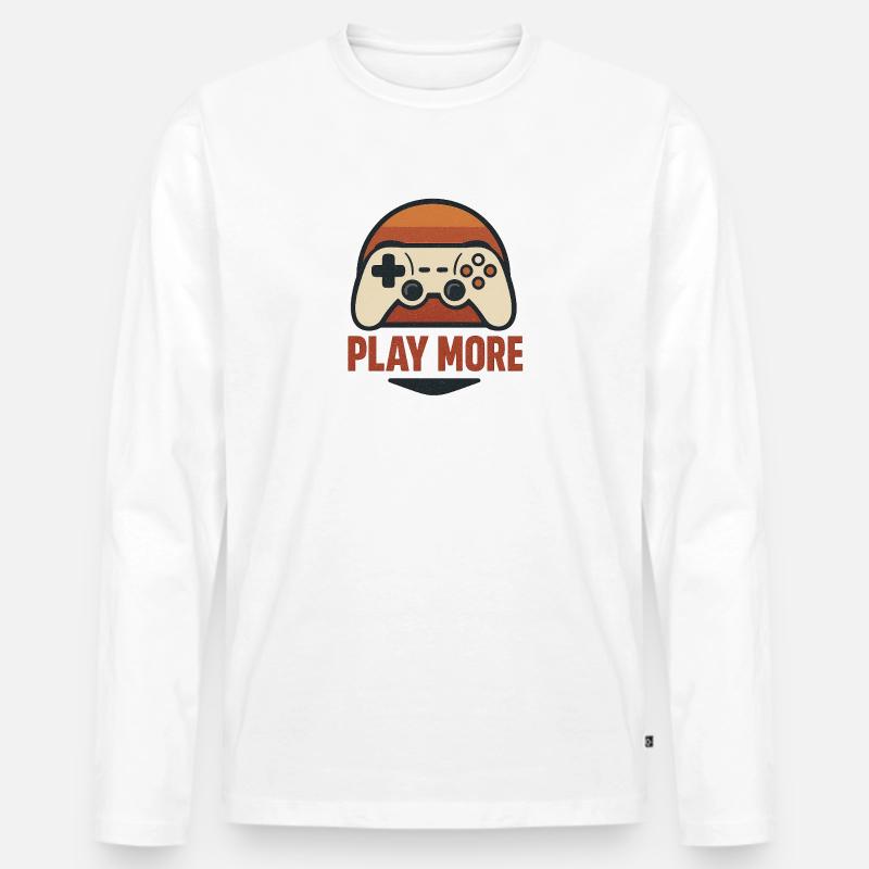 Retro Controller Motiv  - Männer Premium Bio Langarmshirt - Weiß