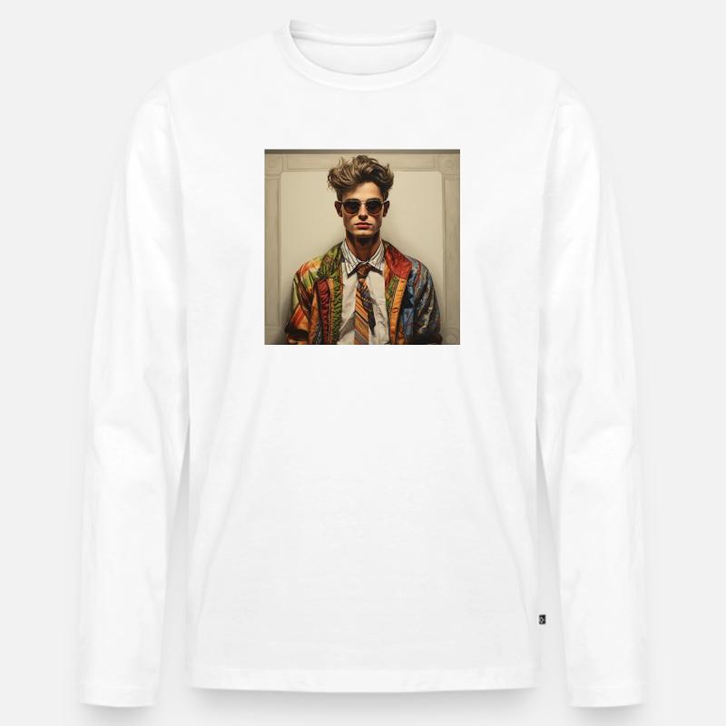 Patchwork-Rebell Sakko - Männer Premium Bio Langarmshirt - Weiß