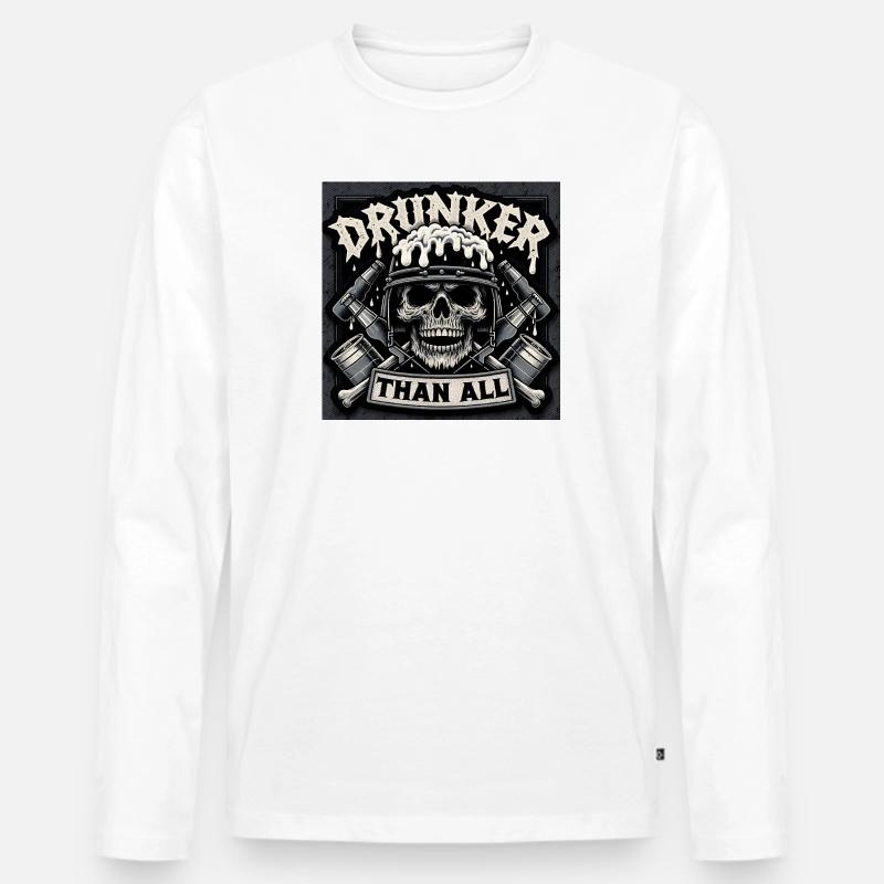 Drunker Than All Schädel - Männer Premium Bio Langarmshirt - Weiß