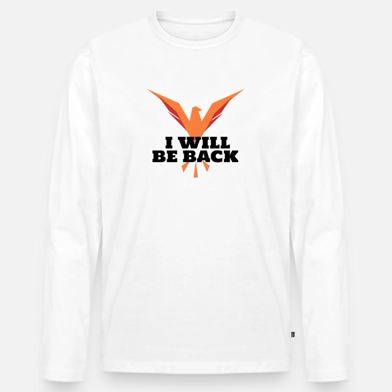 Geometrischer oranger Phönix im Flug - Männer Premium Bio Langarmshirt - Weiß