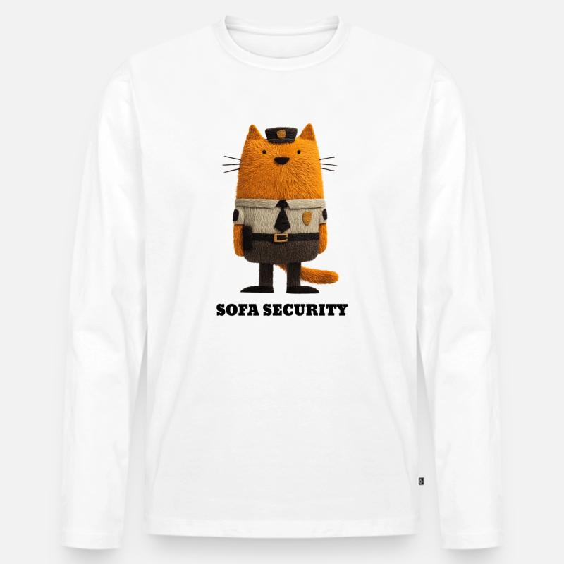 Katze im Security Look - Sofa Security  - Männer Premium Bio Langarmshirt - Weiß